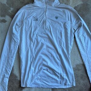 Ariat White Quarter-Zip Riding Long-Sleeve Top